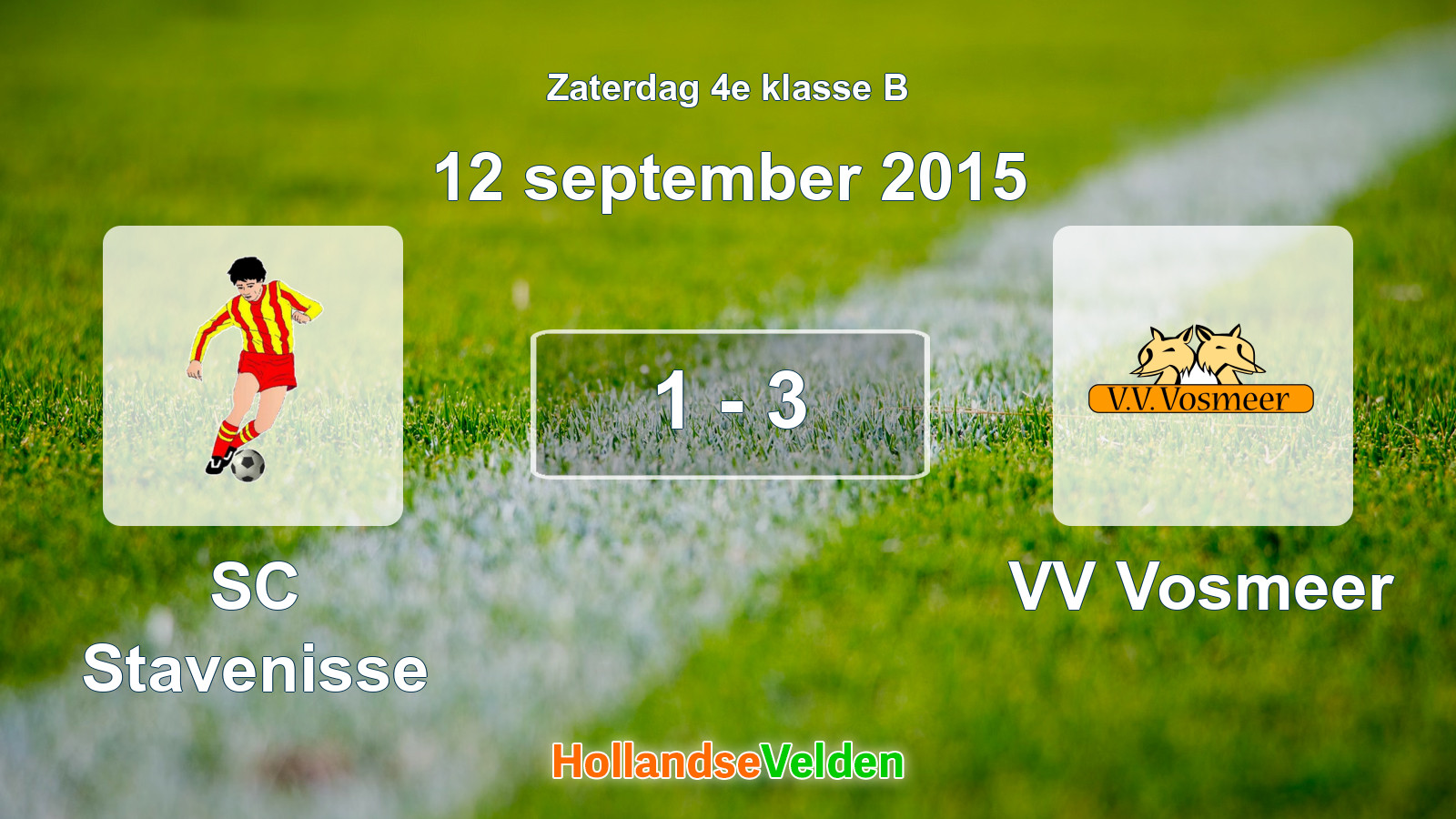 Gespeelde wedstrijd: SC Stavenisse - VV Vosmeer 1 - 3 (12 september 2015)