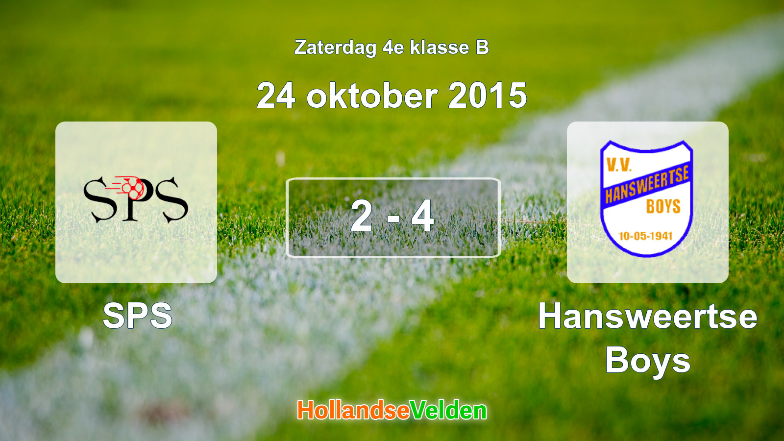 Gespeelde wedstrijd: SPS - Hansweertse Boys 2 - 4 (24 oktober 2015)