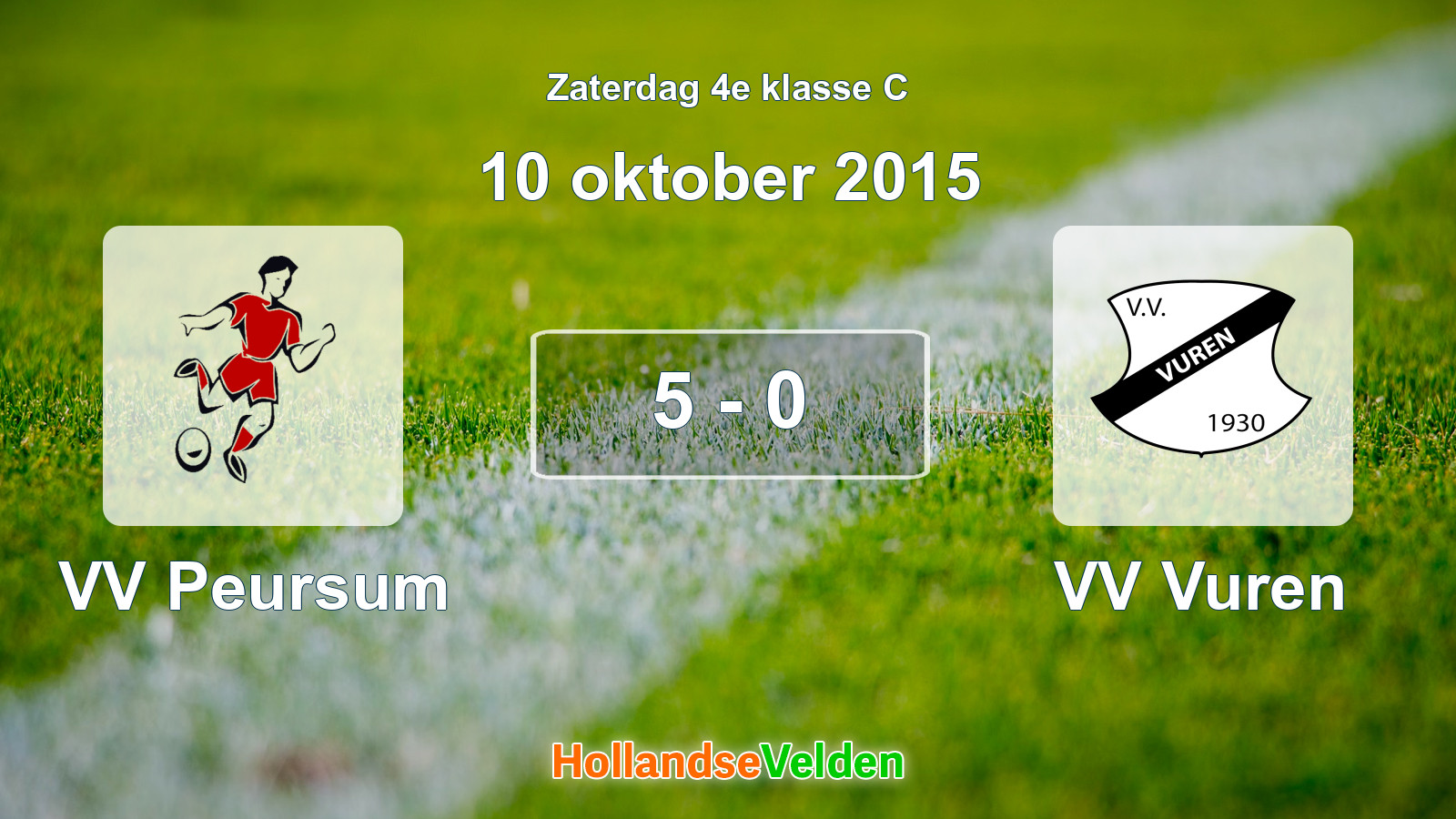 Gespeelde wedstrijd: VV Peursum - VV Vuren 5 - 0 (10 oktober 2015)