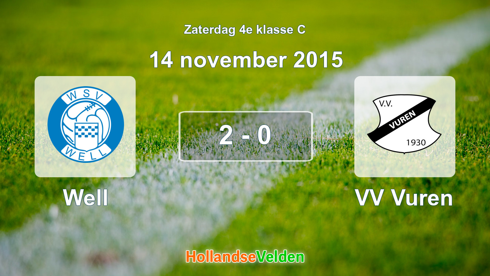 Gespeelde wedstrijd: Well - VV Vuren 2 - 0 (14 november 2015)