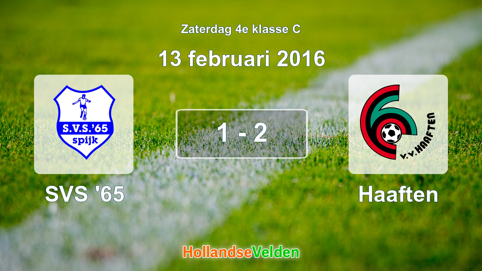 Gespeelde wedstrijd: SVS '65 - Haaften 1 - 2 (13 februari 2016)