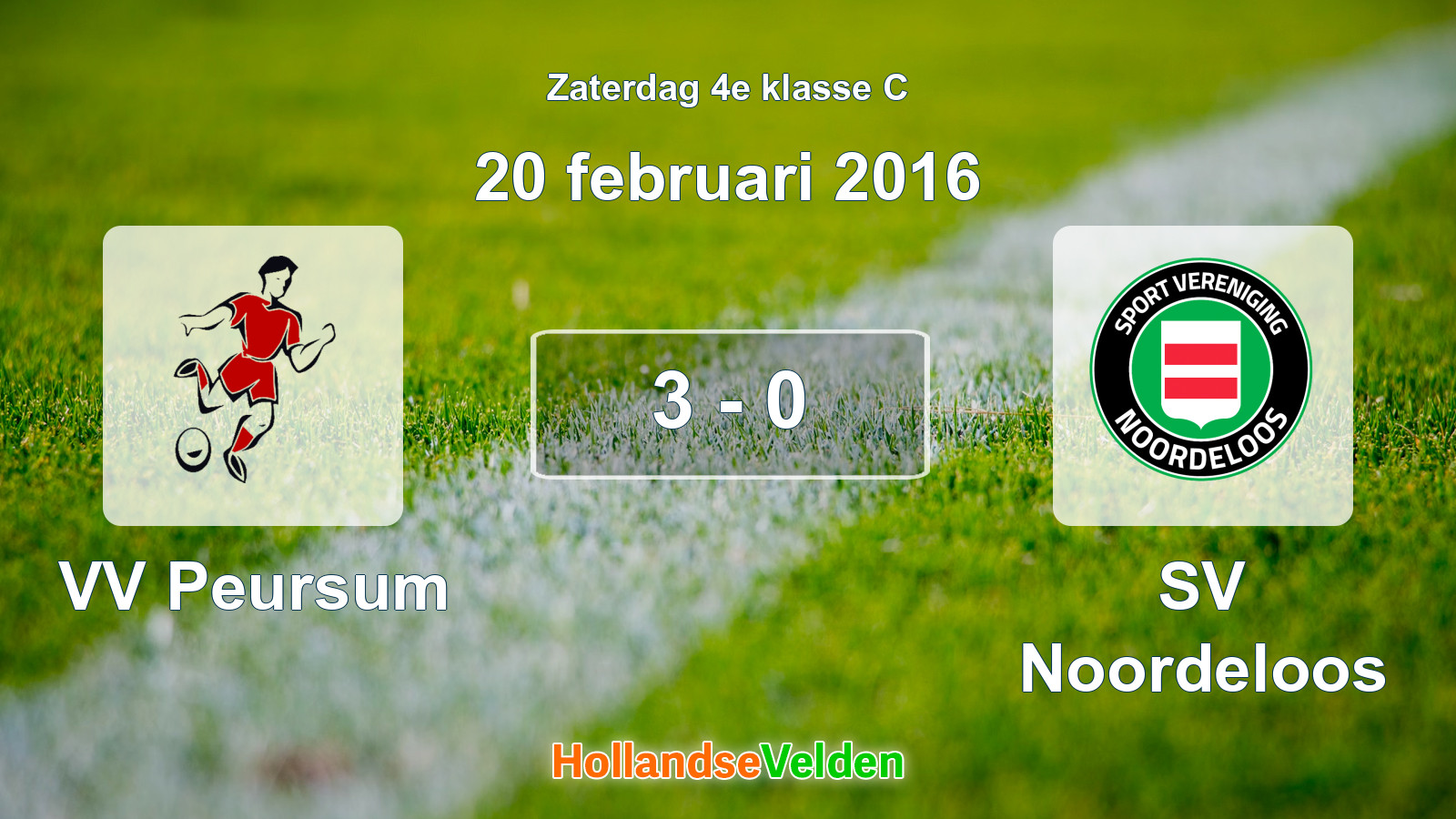 Gespeelde wedstrijd: VV Peursum - SV Noordeloos 3 - 0 (20 februari 2016)