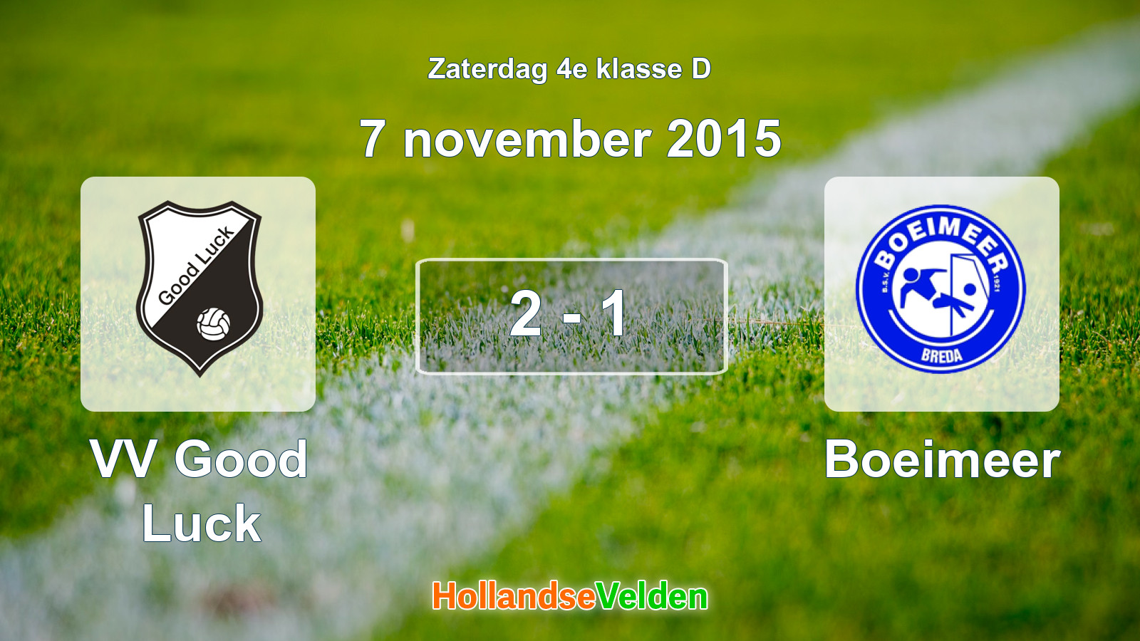 Gespeelde wedstrijd: VV Good Luck - Boeimeer 2 - 1 (7 november 2015)