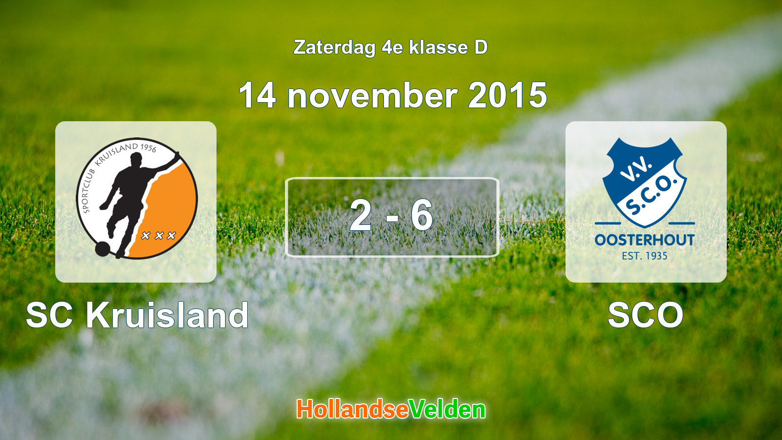 Gespeelde wedstrijd: SC Kruisland - SCO 2 - 6 (14 november 2015)