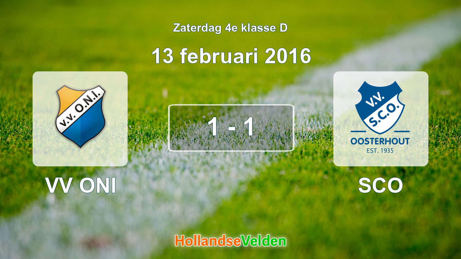 Gespeelde wedstrijd: VV ONI - SCO 1 - 1 (13 februari 2016)
