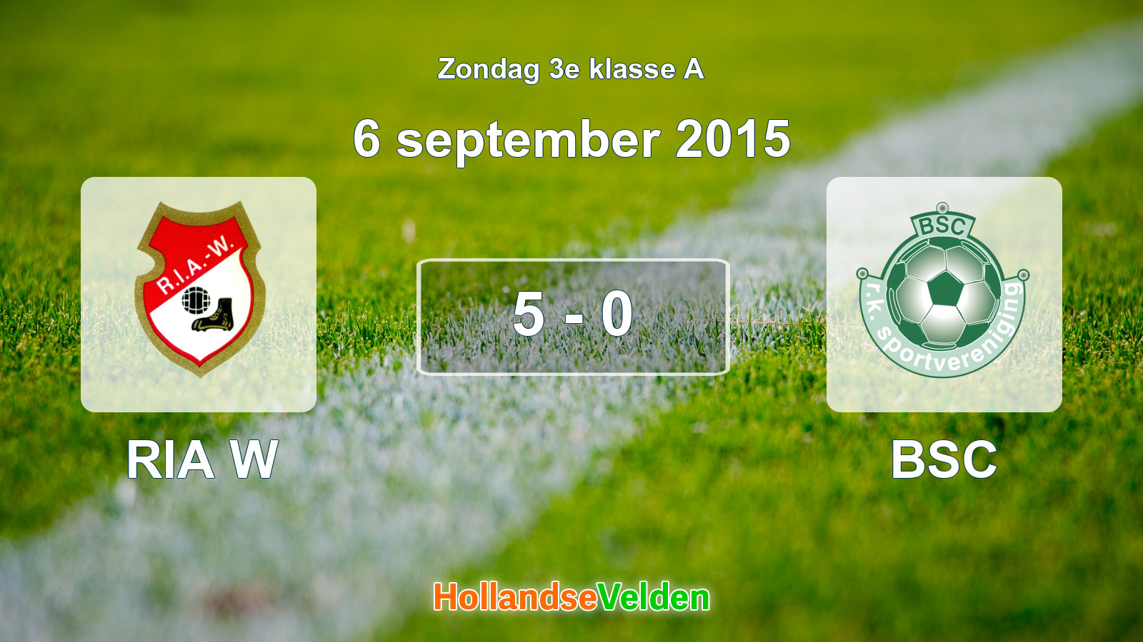 Gespeelde wedstrijd: RIA W - BSC 5 - 0 (6 september 2015)