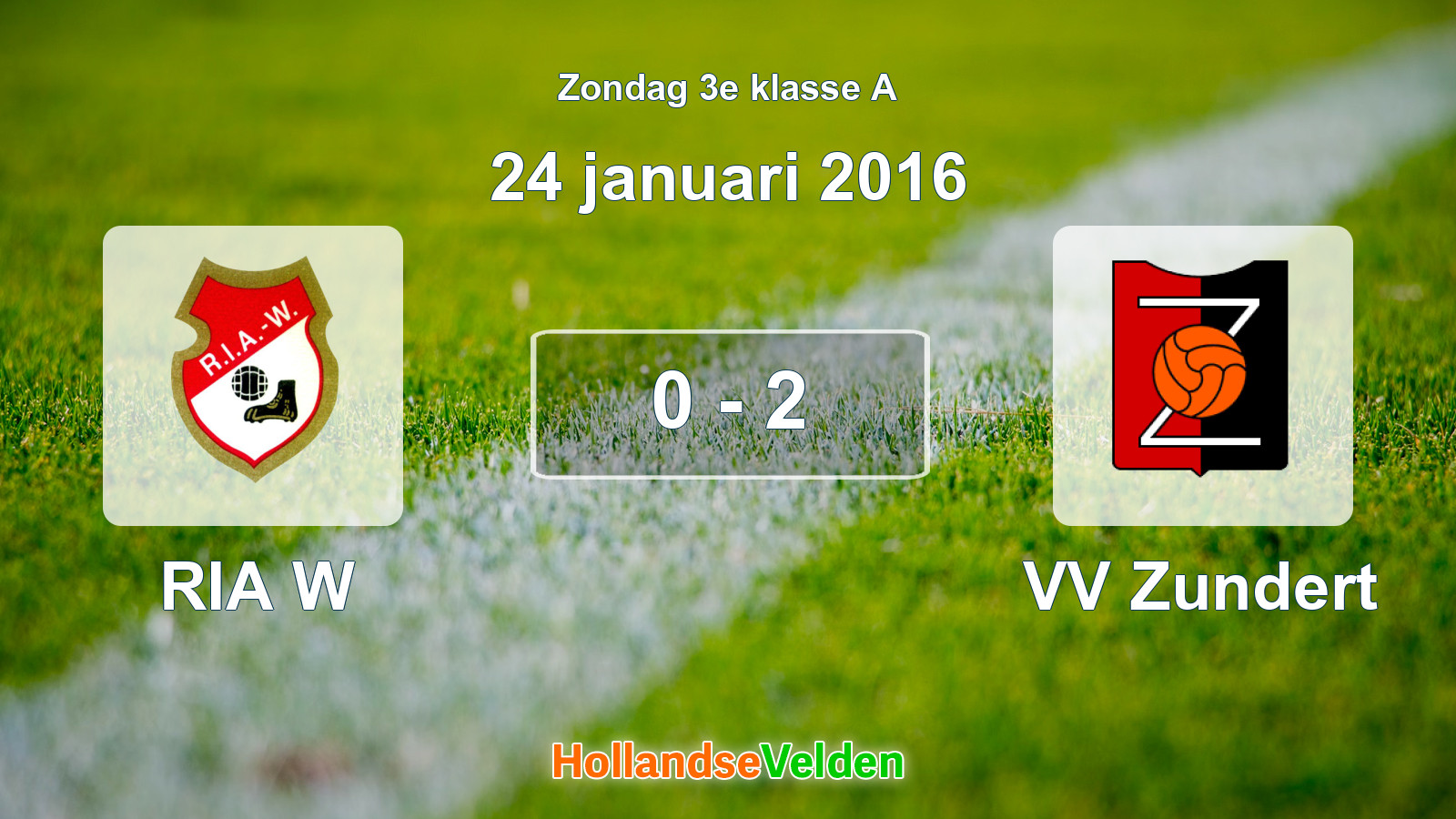 Gespeelde wedstrijd: RIA W - VV Zundert 0 - 2 (24 januari 2016)