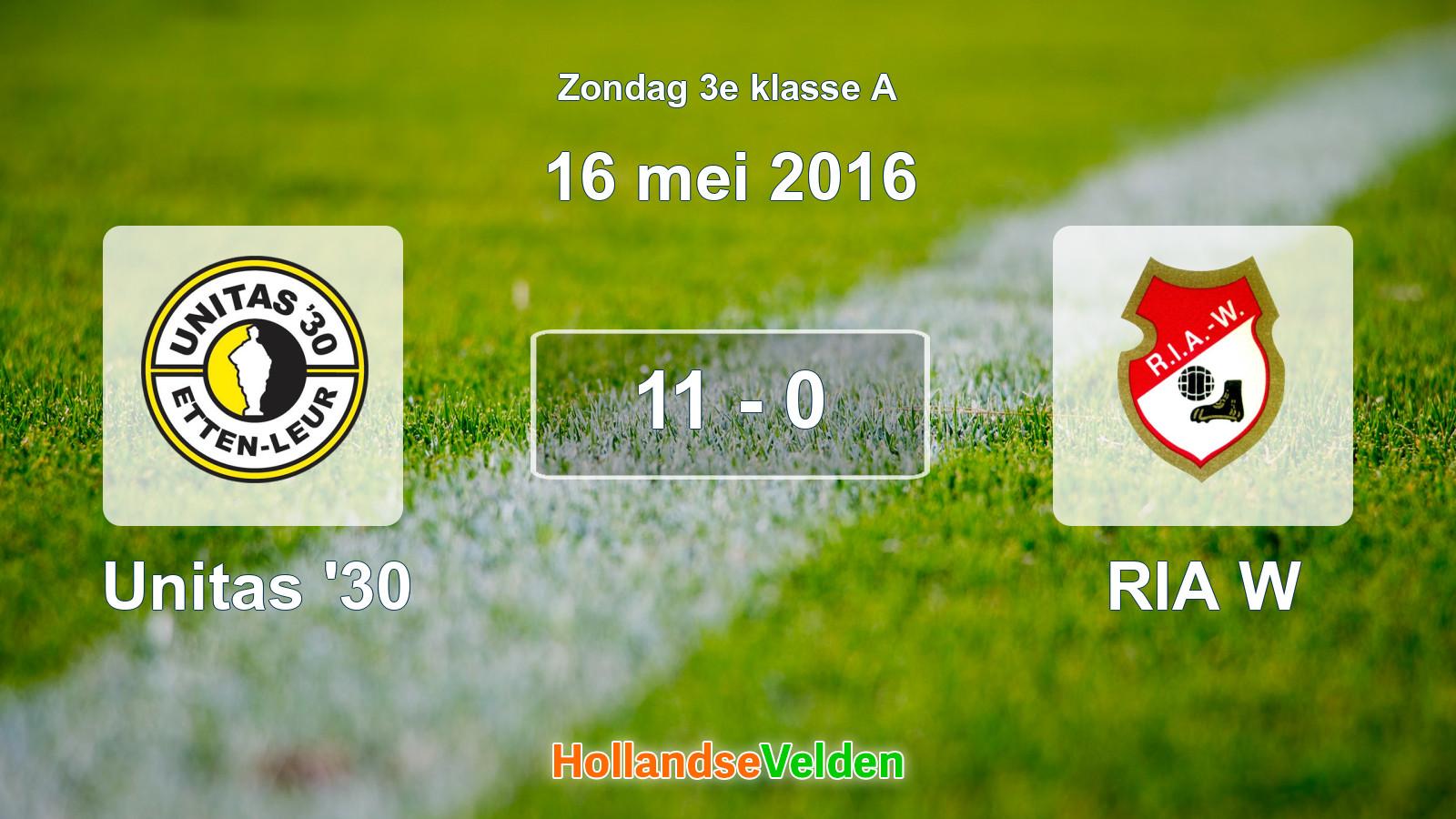 Gespeelde wedstrijd: Unitas '30 - RIA W 11 - 0 (16 mei 2016)