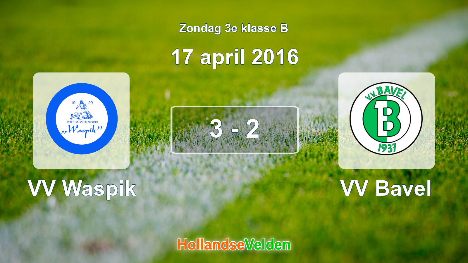 Gespeelde wedstrijd: VV Waspik - VV Bavel 3 - 2 (17 april 2016)