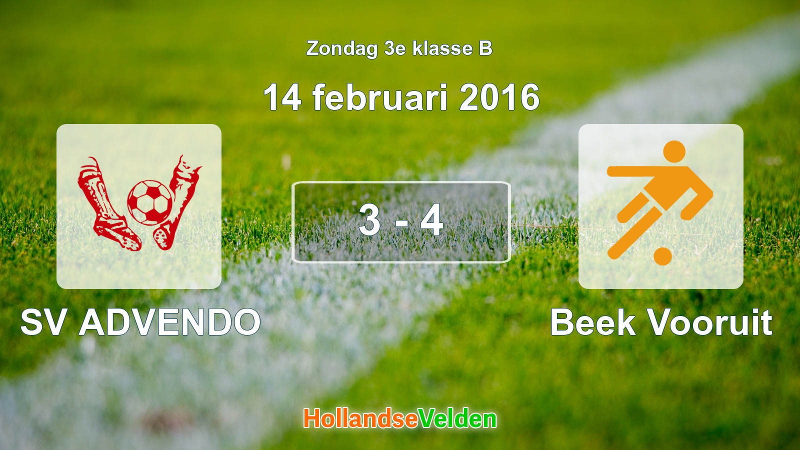 Gespeelde wedstrijd: SV ADVENDO - Beek Vooruit 3 - 4 (14 februari 2016)