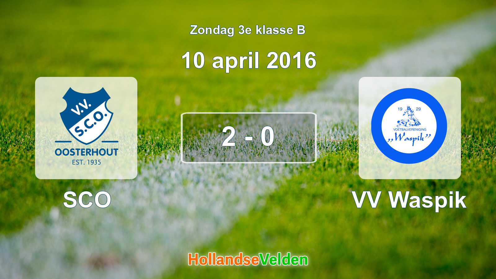 Gespeelde wedstrijd: SCO - VV Waspik 2 - 0 (10 april 2016)