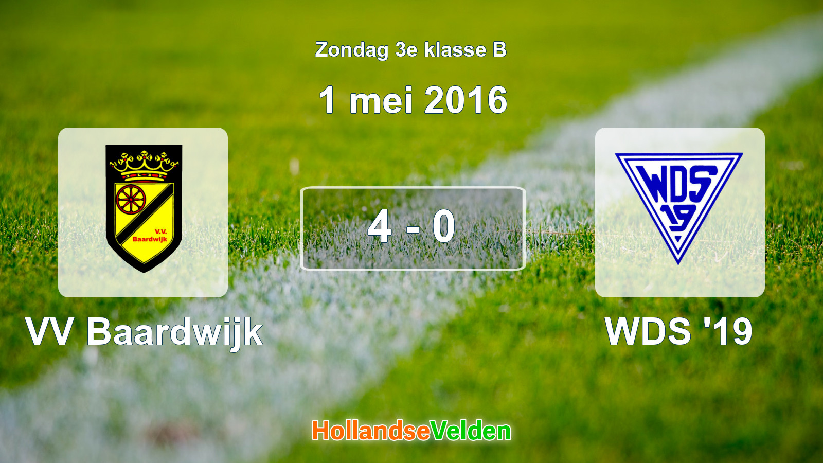 Gespeelde wedstrijd: VV Baardwijk - WDS '19 4 - 0 (1 mei 2016)