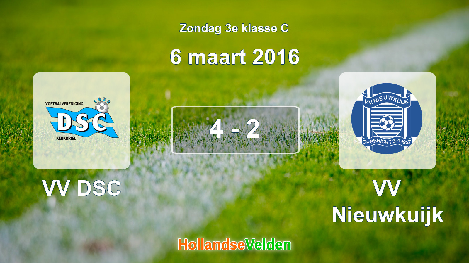 Gespeelde wedstrijd: VV DSC - VV Nieuwkuijk 4 - 2 (6 maart 2016)
