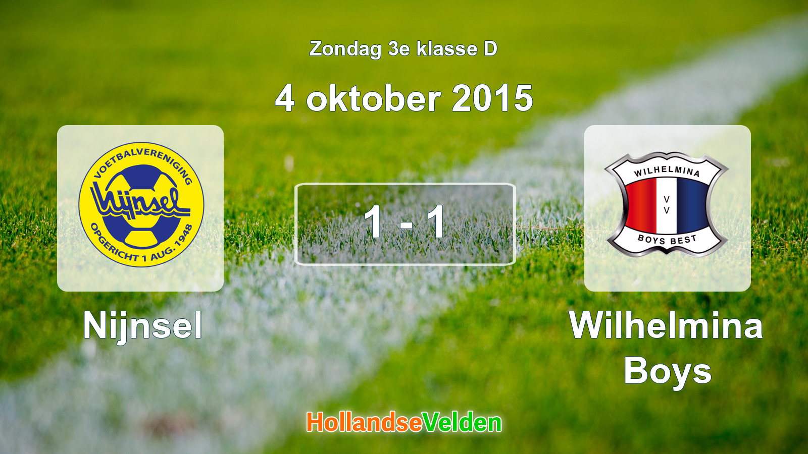 Gespeelde wedstrijd: Nijnsel - Wilhelmina Boys 1 - 1 (4 oktober 2015)