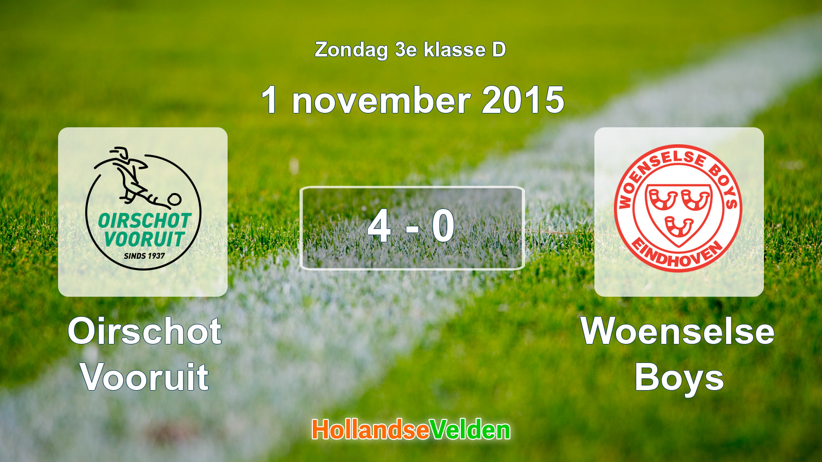 Gespeelde wedstrijd: Oirschot Vooruit - Woenselse Boys 4 - 0 (1 november 2015)