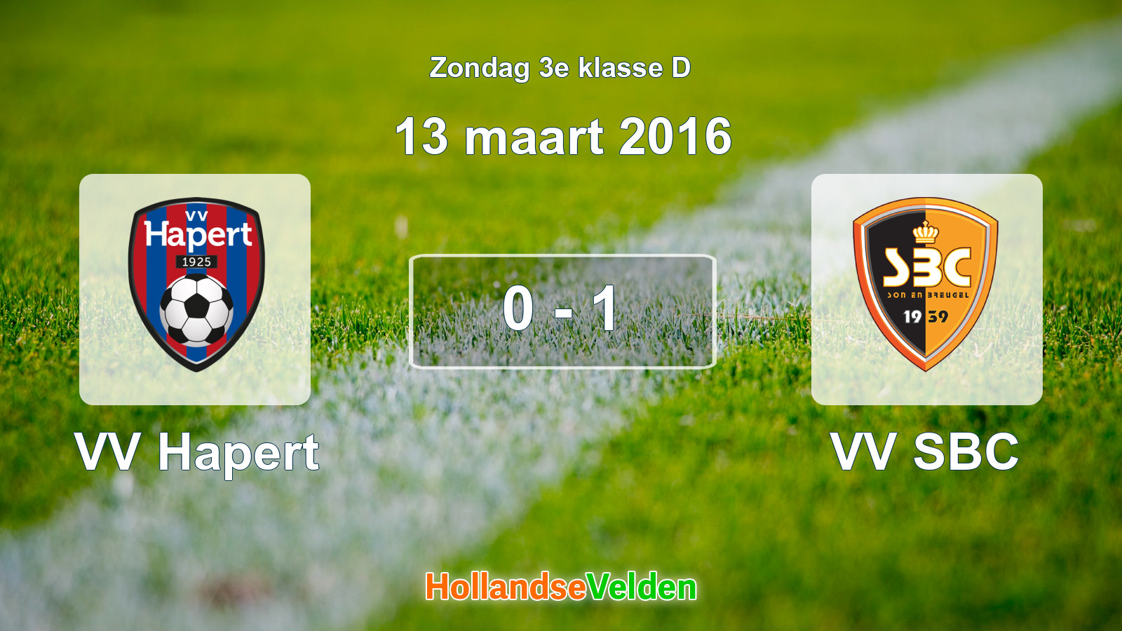 Gespeelde wedstrijd: VV Hapert - VV SBC 0 - 1 (13 maart 2016)