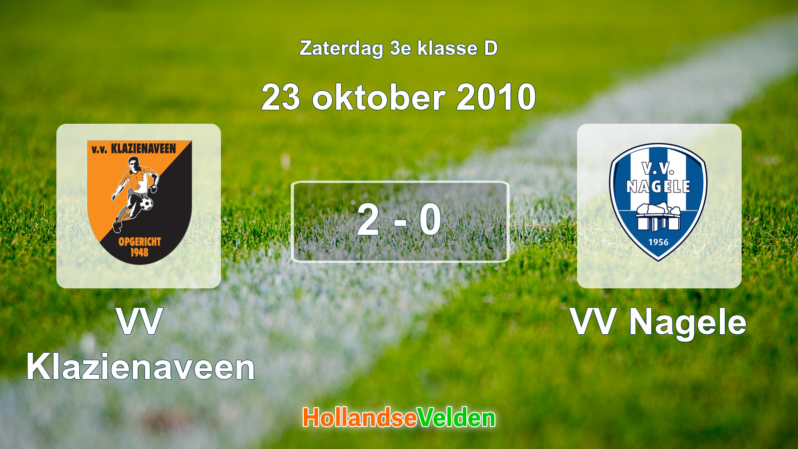 Gespeelde wedstrijd: VV Klazienaveen - VV Nagele 2 - 0 (23 oktober 2010)