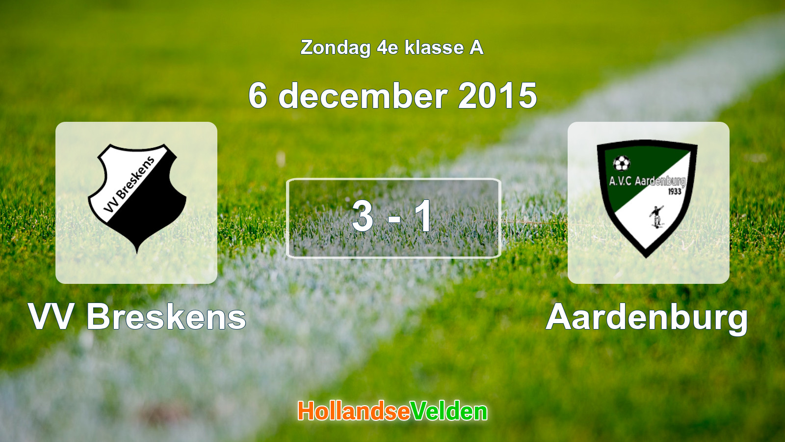 Gespeelde wedstrijd: VV Breskens - Aardenburg 3 - 1 (6 december 2015)