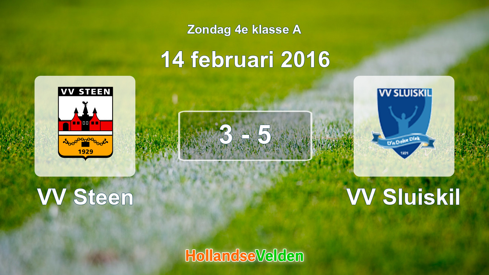 Gespeelde wedstrijd: VV Steen - VV Sluiskil 3 - 5 (14 februari 2016)