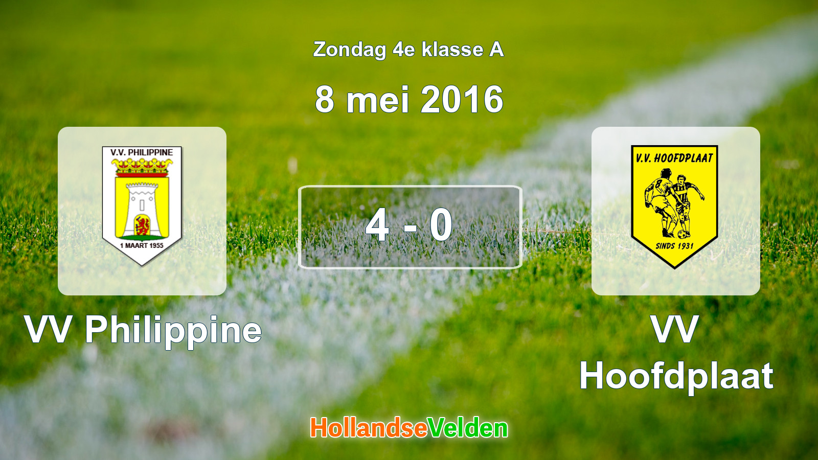Gespeelde wedstrijd: VV Philippine - VV Hoofdplaat 4 - 0 (8 mei 2016)
