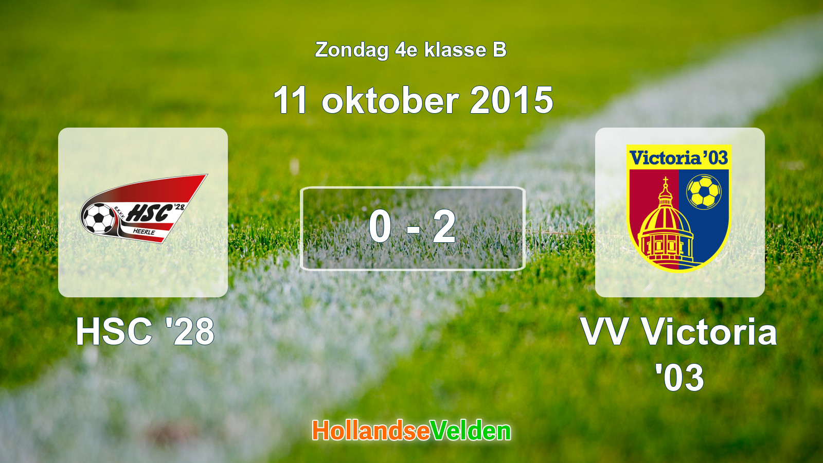 Gespeelde wedstrijd: HSC '28 - VV Victoria '03 0 - 2 (11 oktober 2015)