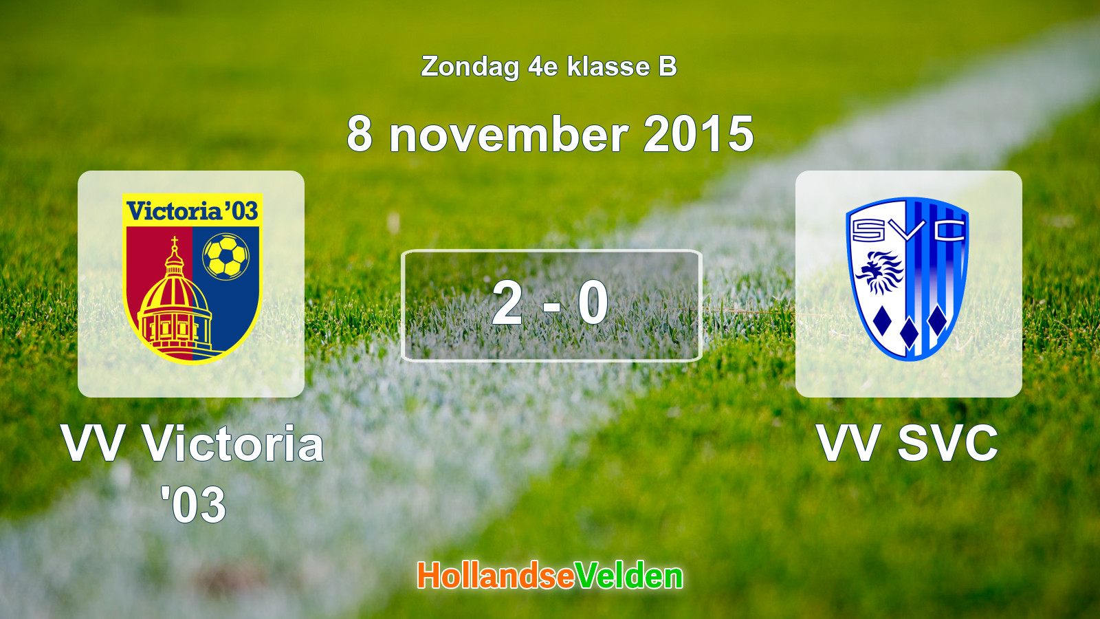 Gespeelde wedstrijd: VV Victoria '03 - VV SVC 2 - 0 (8 november 2015)