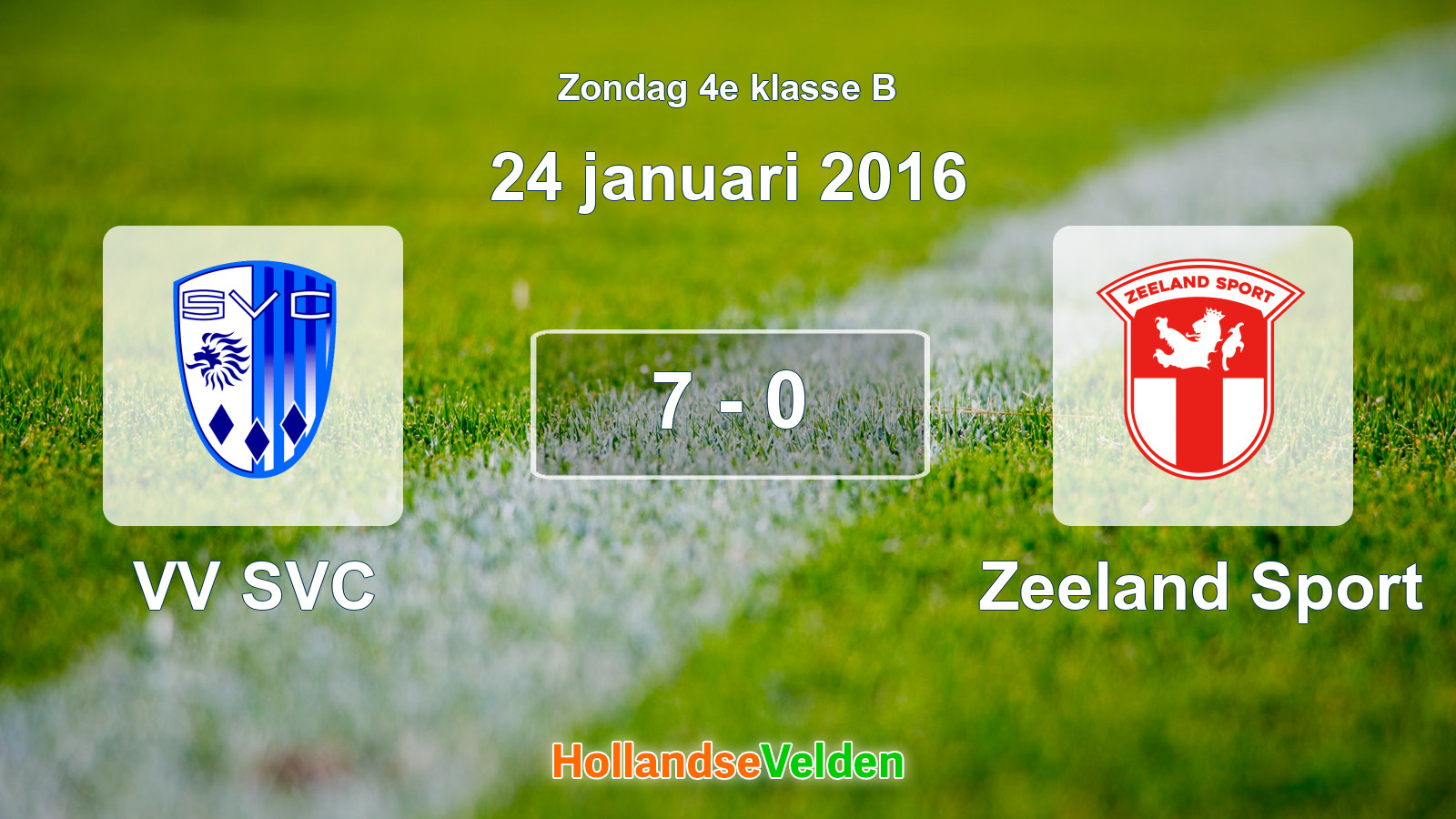 Gespeelde wedstrijd: VV SVC - Zeeland Sport 7 - 0 (24 januari 2016)