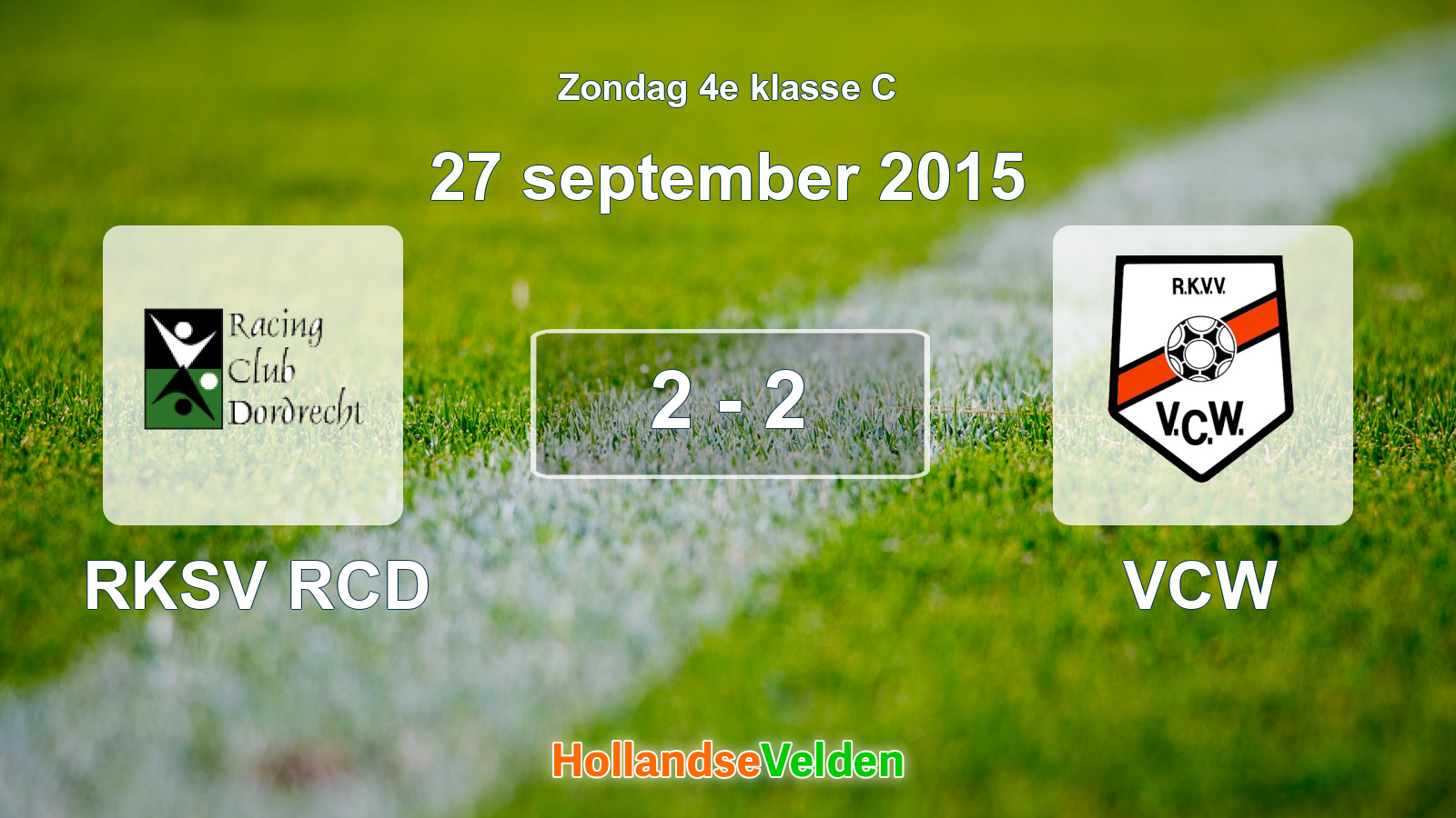 Gespeelde wedstrijd: RKSV RCD - VCW 2 - 2 (27 september 2015)
