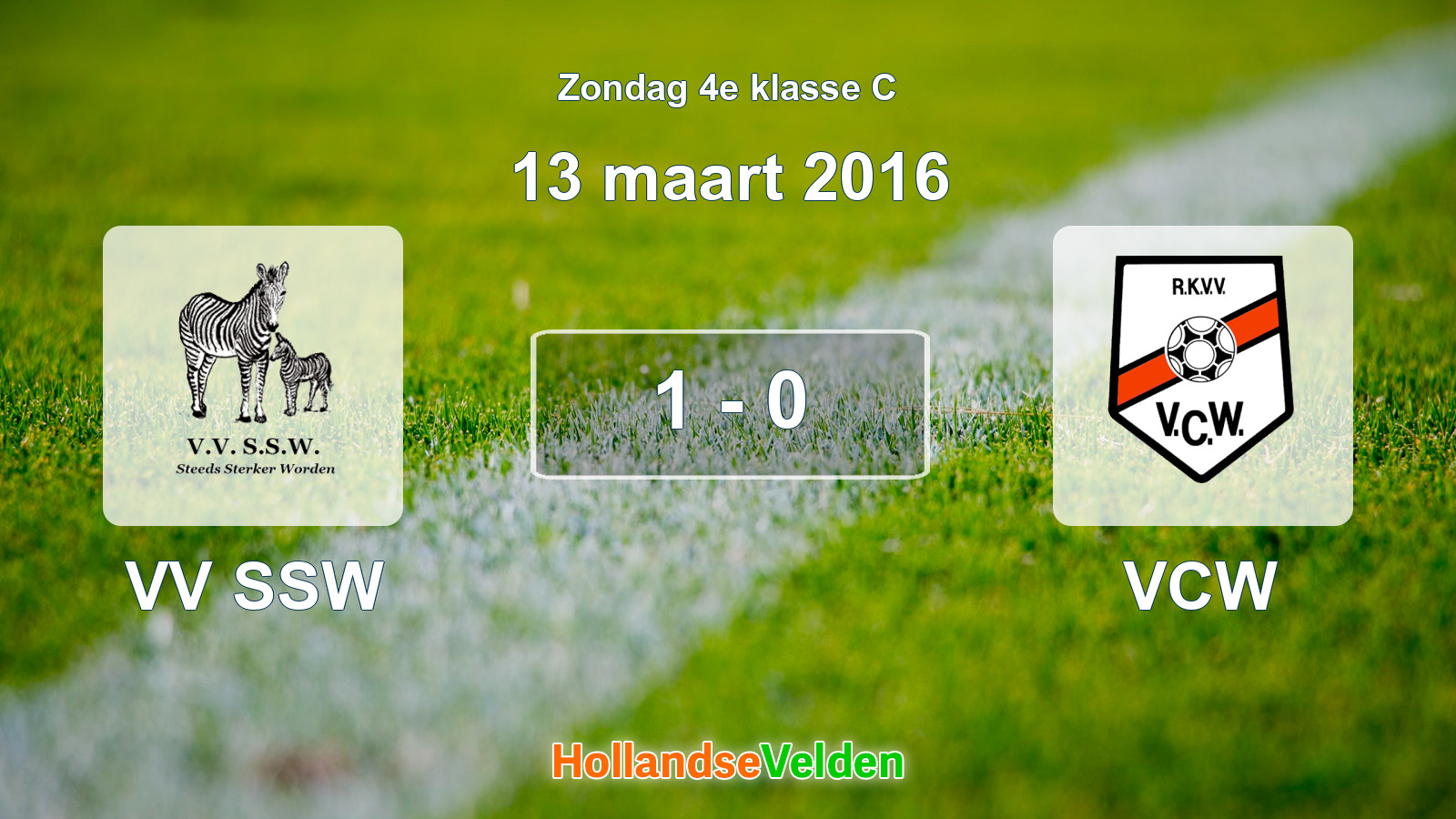 Gespeelde wedstrijd: VV SSW - VCW 1 - 0 (13 maart 2016)