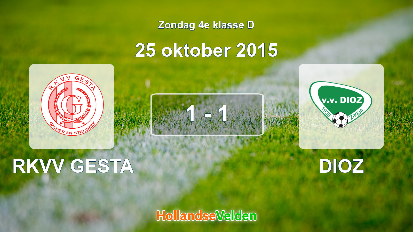Gespeelde wedstrijd: RKVV GESTA - DIOZ 1 - 1 (25 oktober 2015)