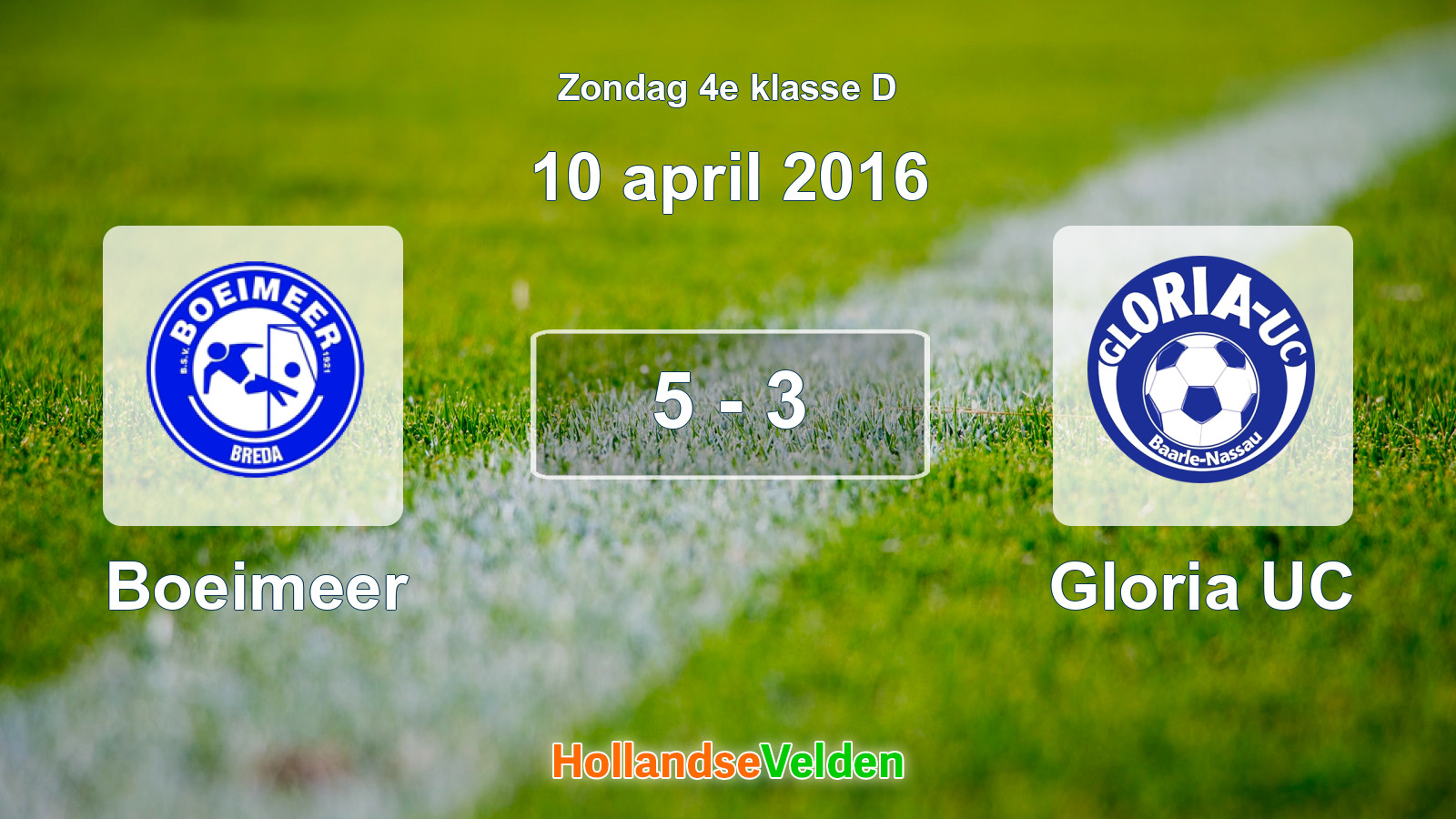 Gespeelde wedstrijd: Boeimeer - Gloria UC 5 - 3 (10 april 2016)