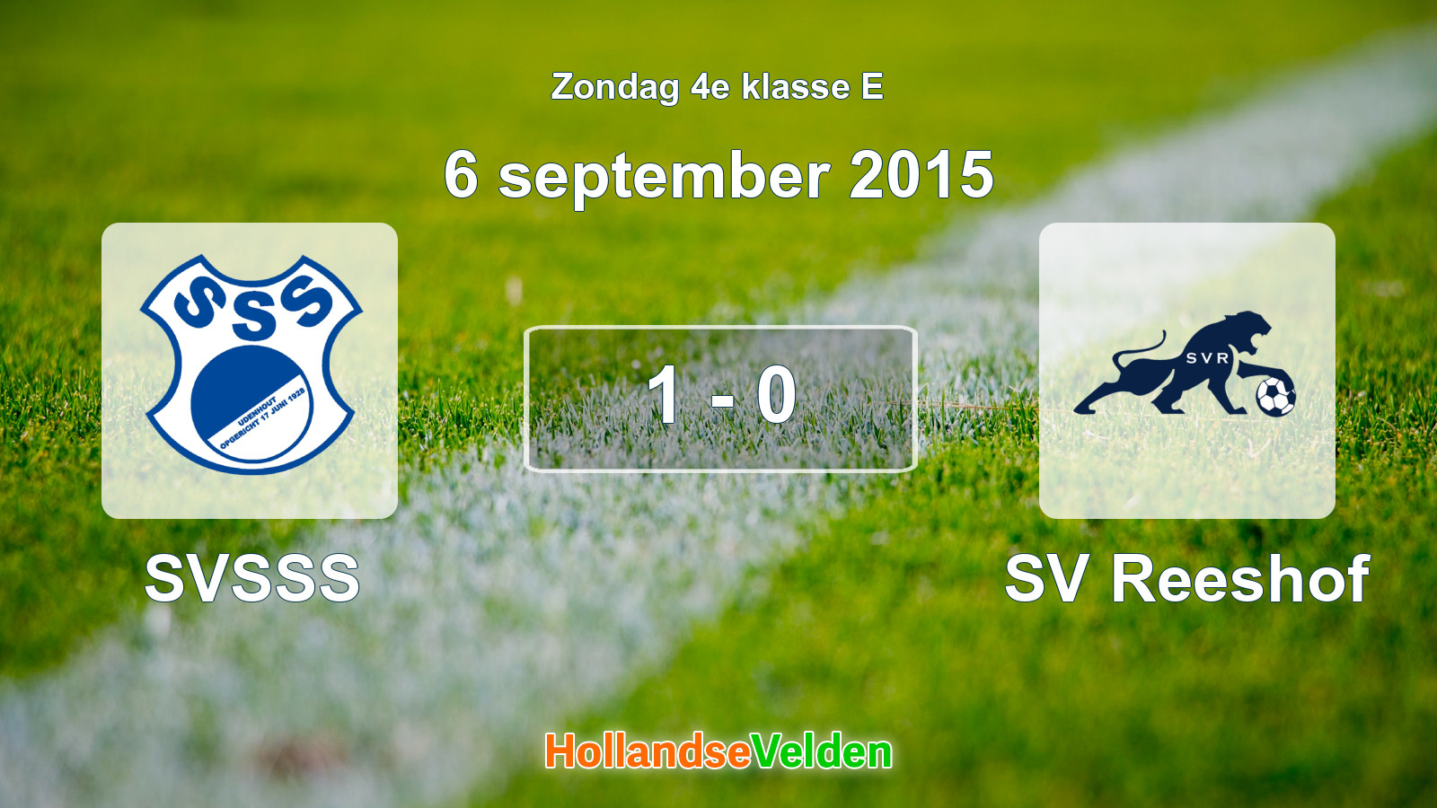 Gespeelde wedstrijd: SVSSS - SV Reeshof 1 - 0 (6 september 2015)