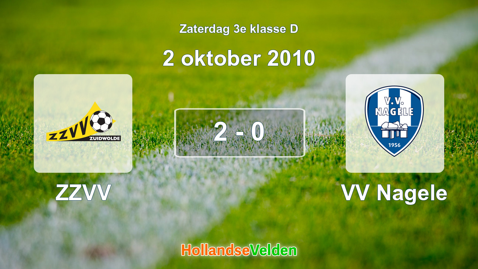 Gespeelde wedstrijd: ZZVV - VV Nagele 2 - 0 (2 oktober 2010)