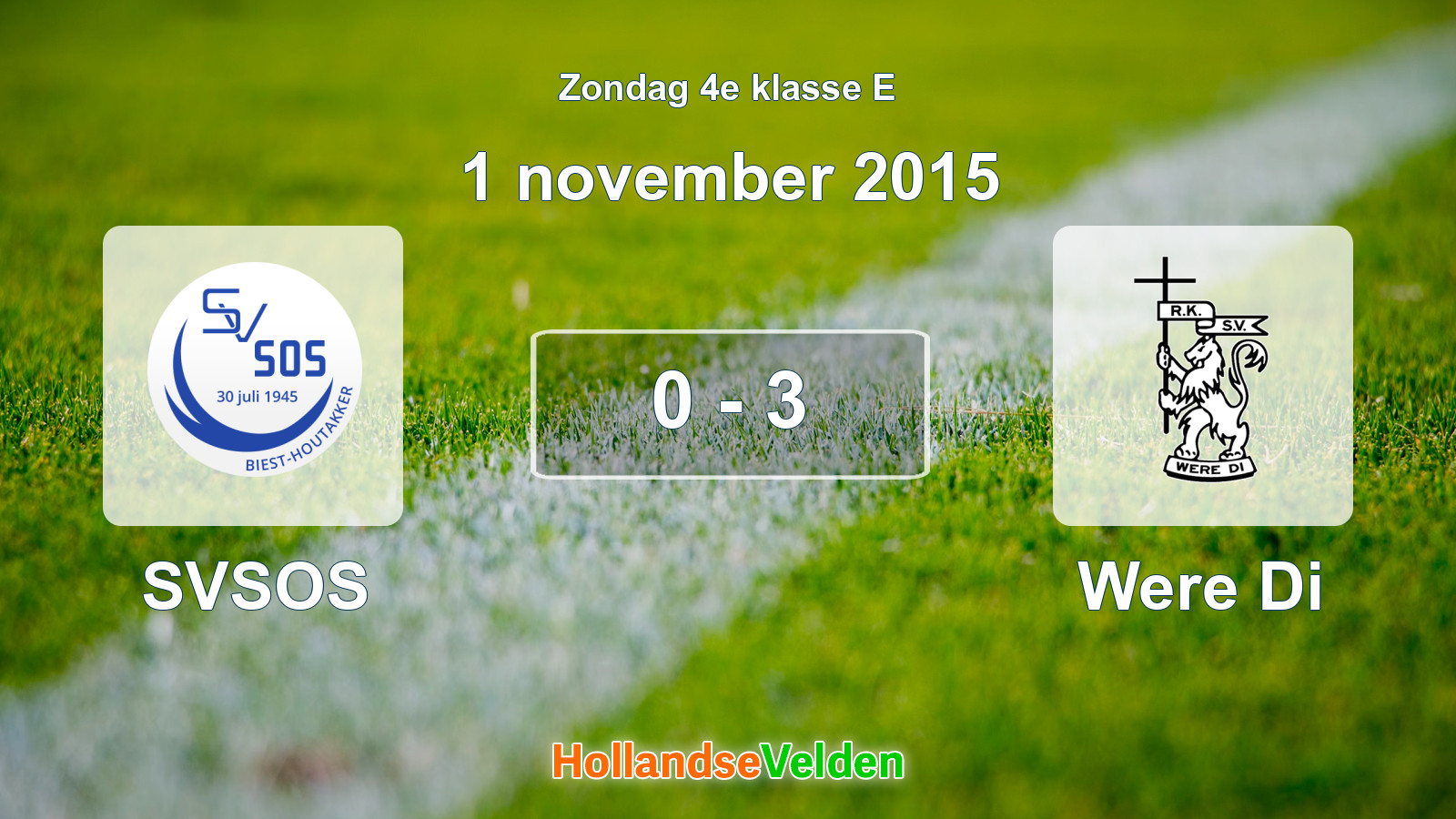 Gespeelde wedstrijd: SVSOS - Were Di 0 - 3 (1 november 2015)
