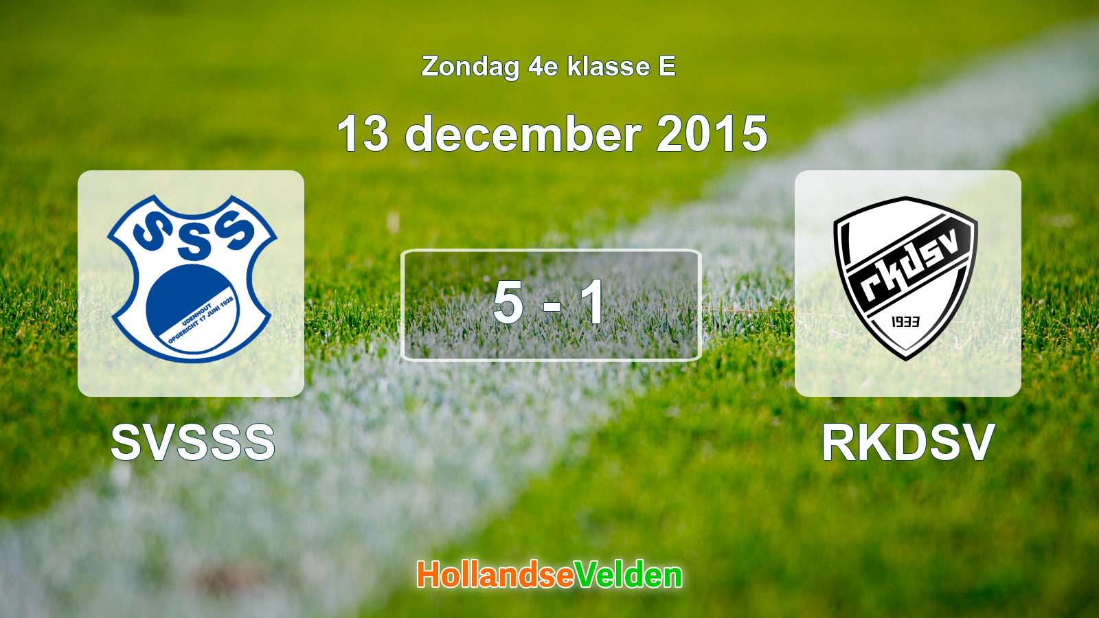 Gespeelde wedstrijd: SVSSS - RKDSV 5 - 1 (13 december 2015)