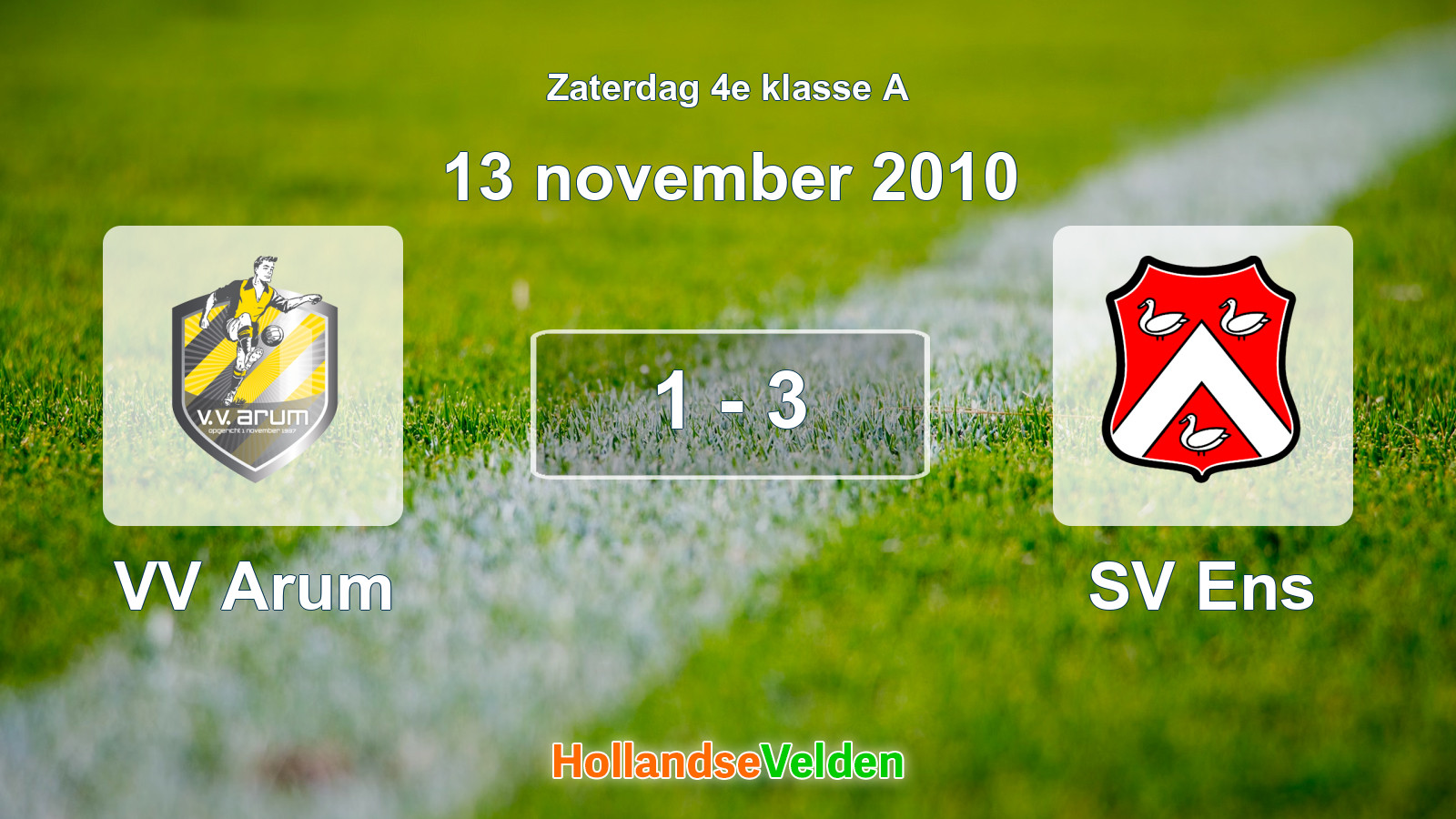 Gespeelde wedstrijd: VV Arum - SV Ens 1 - 3 (13 november 2010)