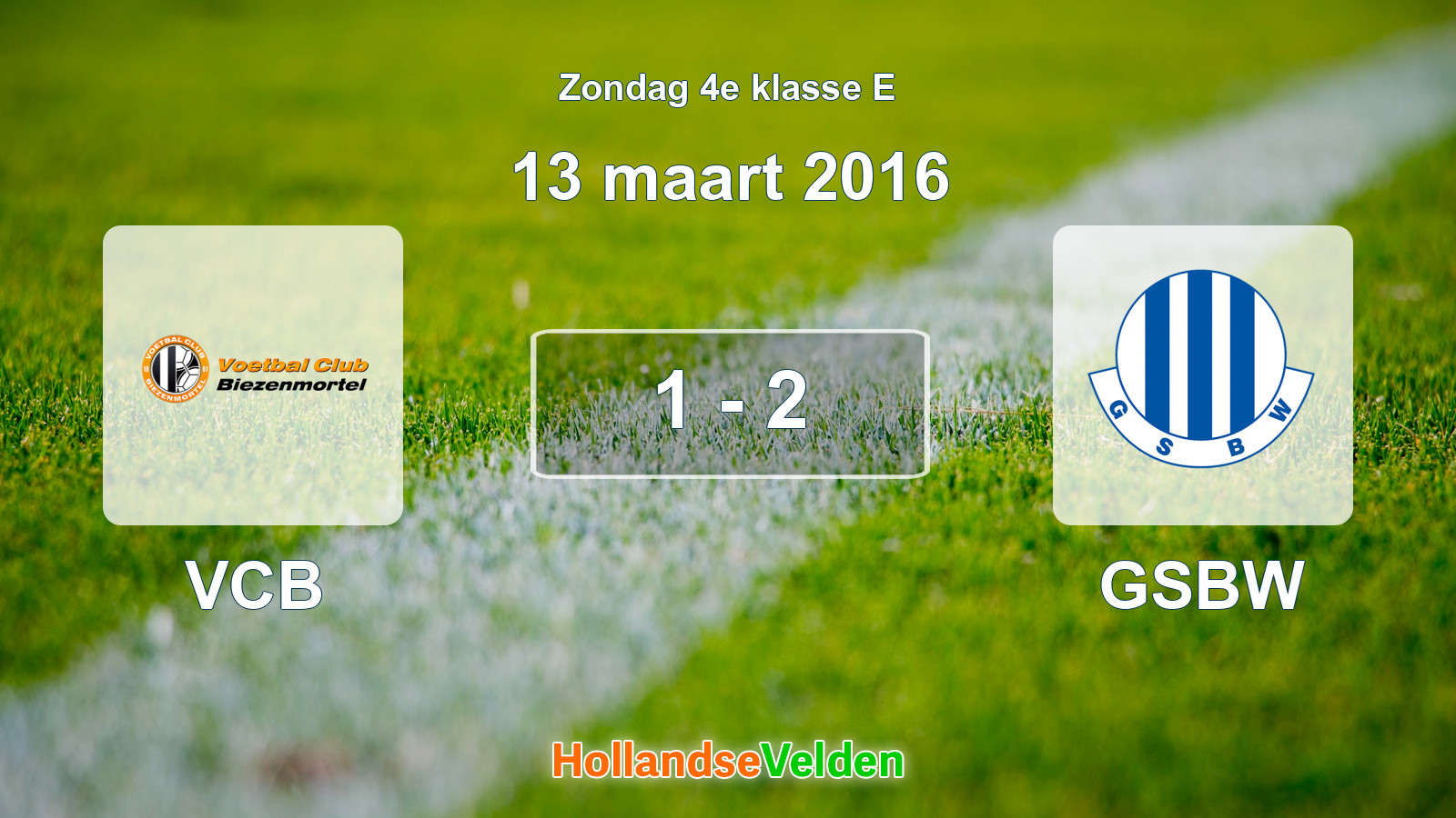 Gespeelde wedstrijd: VCB - GSBW 1 - 2 (13 maart 2016)