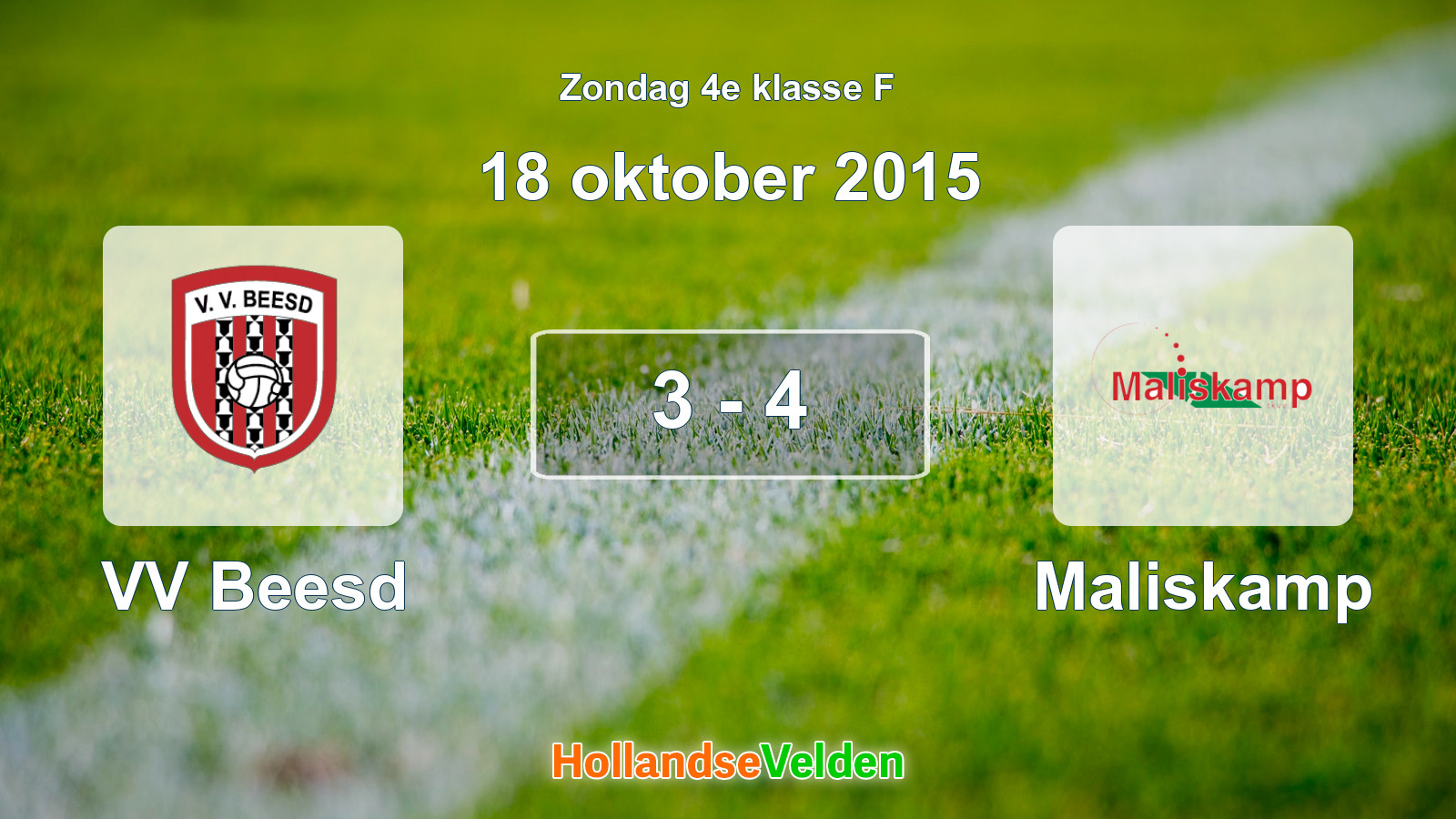 Gespeelde wedstrijd: VV Beesd - Maliskamp 3 - 4 (18 oktober 2015)