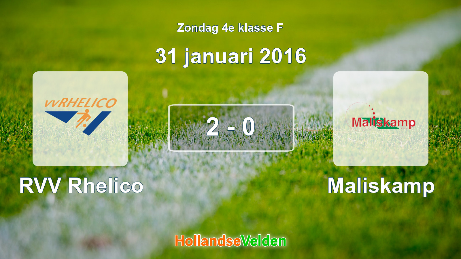 Gespeelde wedstrijd: RVV Rhelico - Maliskamp 2 - 0 (31 januari 2016)
