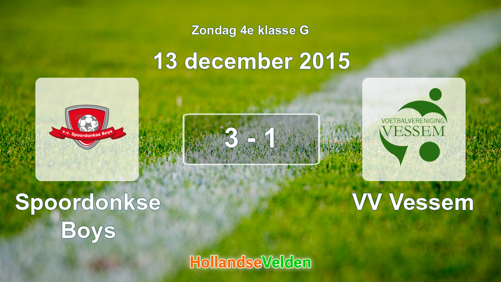 Gespeelde wedstrijd: Spoordonkse Boys - VV Vessem 3 - 1 (13 december 2015)