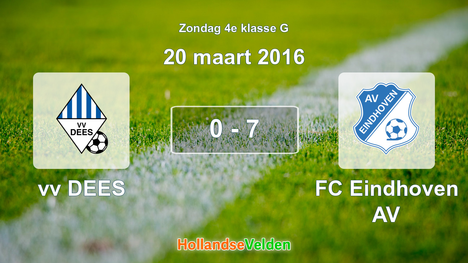 Gespeelde wedstrijd: vv DEES - FC Eindhoven AV 0 - 7 (20 maart 2016)