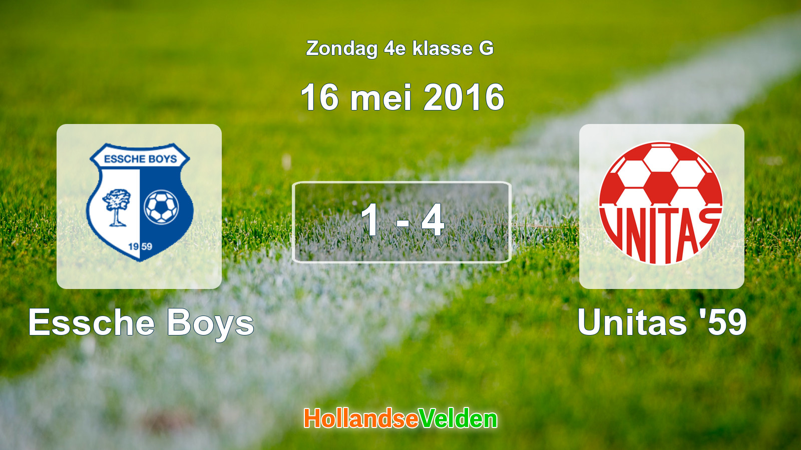 Gespeelde wedstrijd: Essche Boys - Unitas '59 1 - 4 (16 mei 2016)