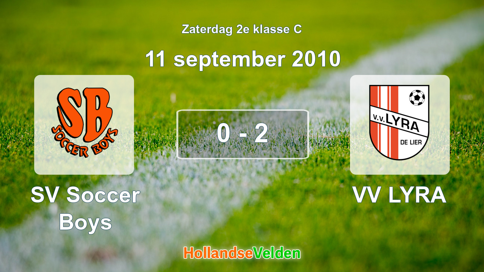 Gespeelde wedstrijd: SV Soccer Boys - VV LYRA 0 - 2 (11 september 2010)