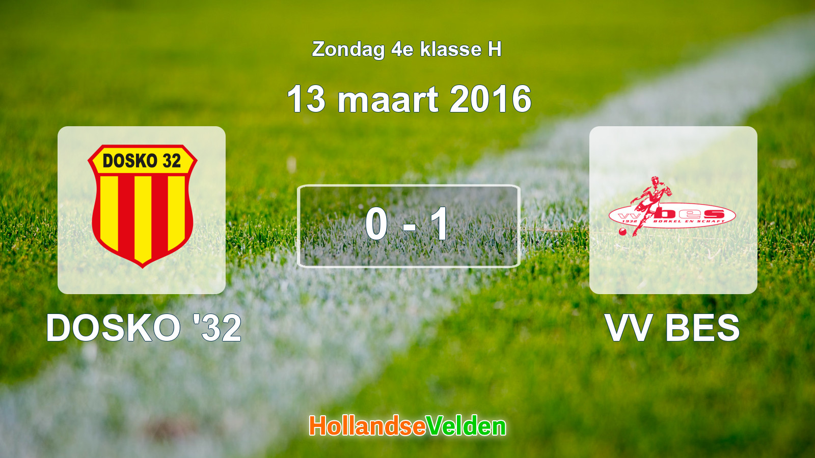 Gespeelde wedstrijd: DOSKO '32 - VV BES 0 - 1 (13 maart 2016)