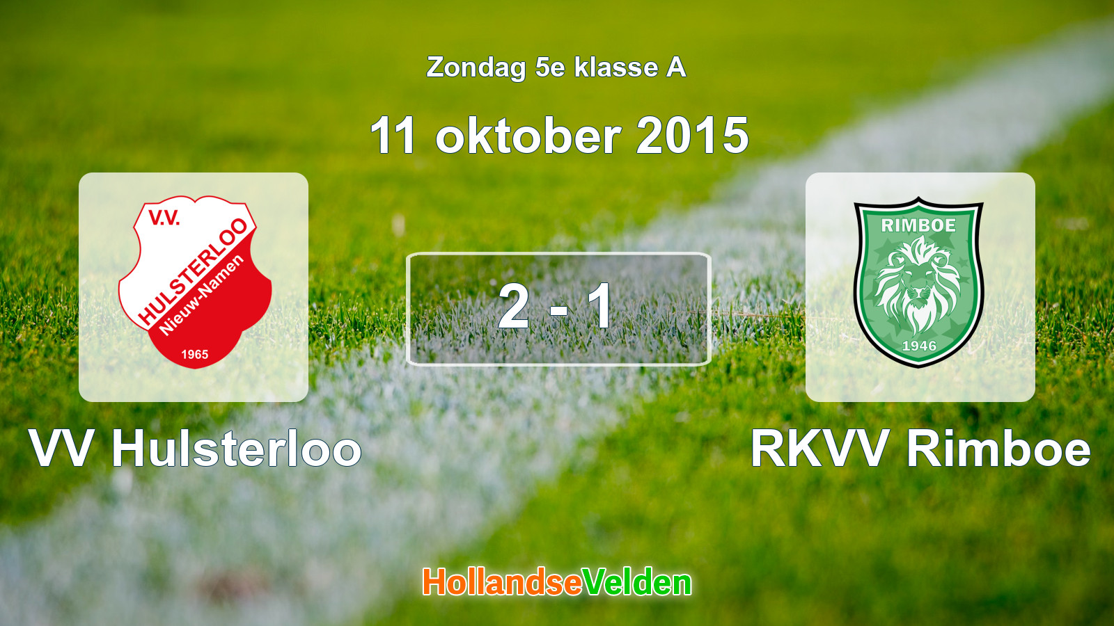 Gespeelde wedstrijd: VV Hulsterloo - RKVV Rimboe 2 - 1 (11 oktober 2015)