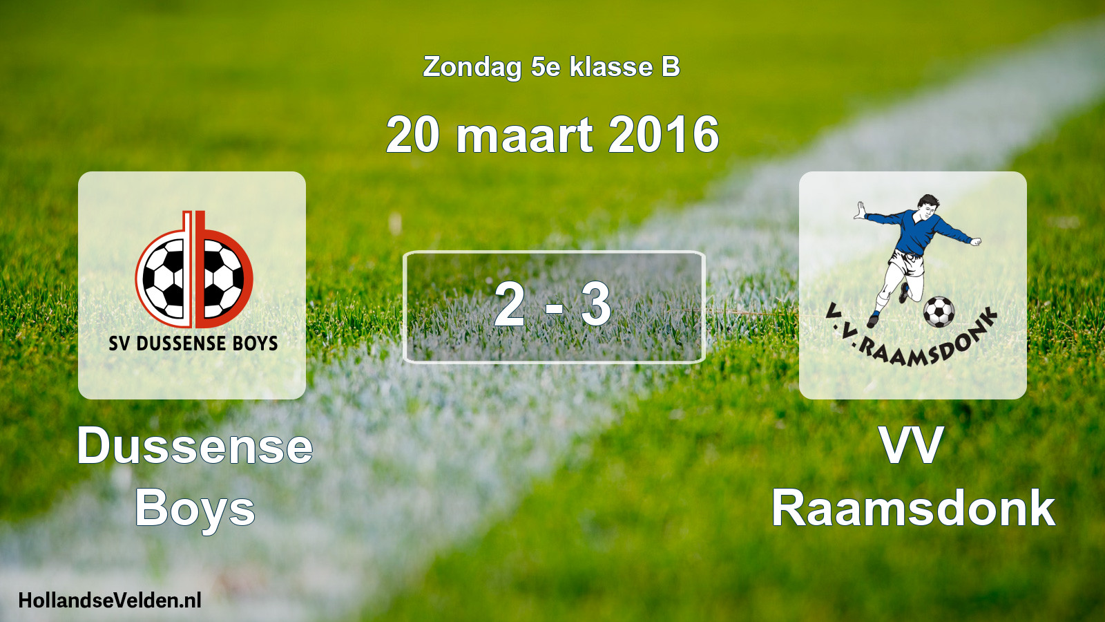 Gespeelde wedstrijd: Dussense Boys - VV Raamsdonk 2 - 3 (20 maart 2016)