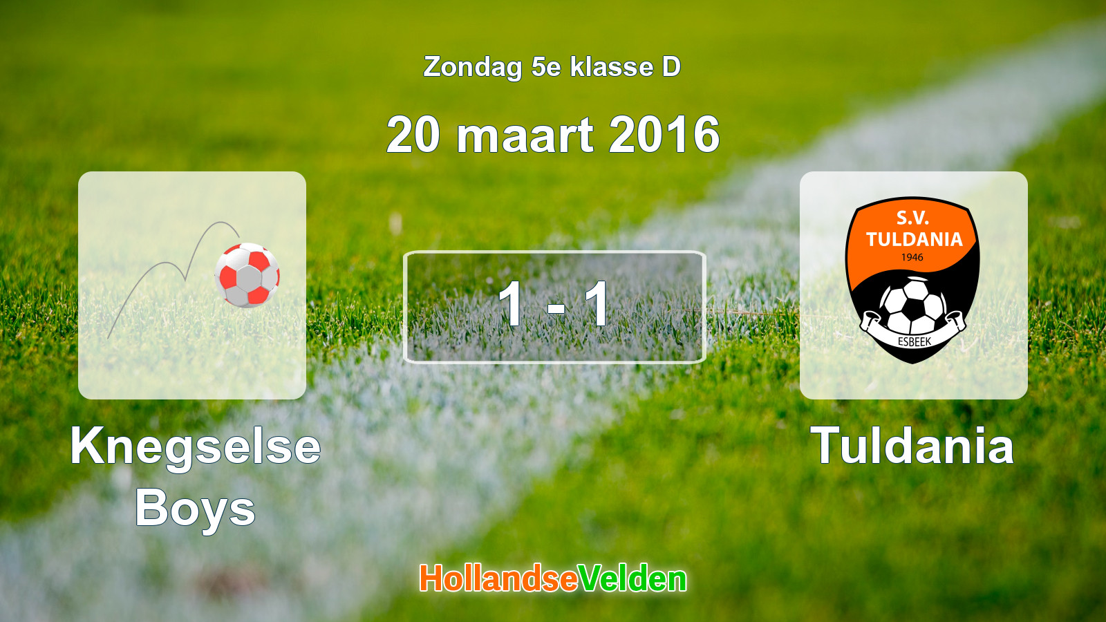 Gespeelde wedstrijd: Knegselse Boys - Tuldania 1 - 1 (20 maart 2016)