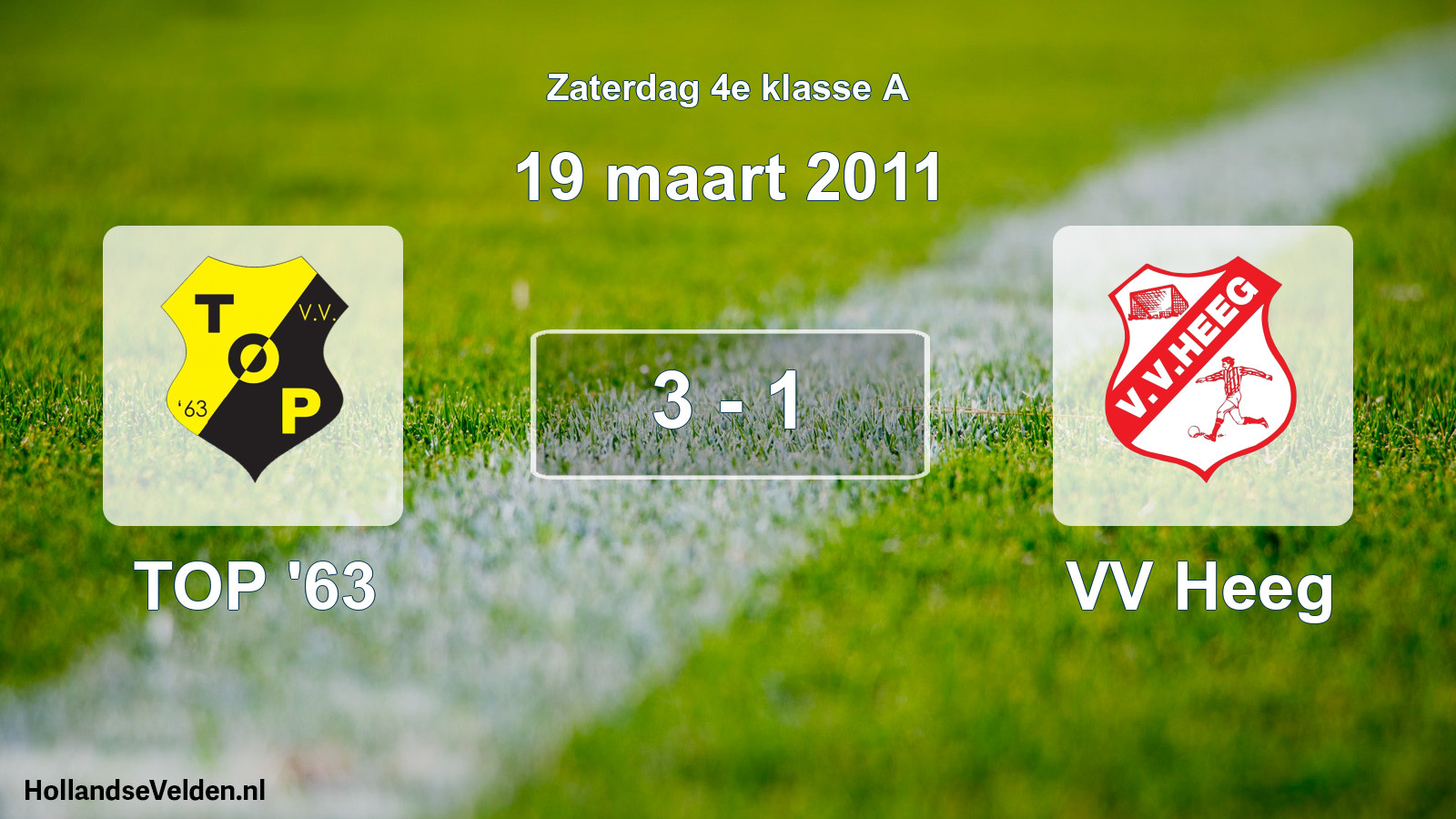 Gespeelde wedstrijd: TOP '63 - VV Heeg 3 - 1 (19 maart 2011)