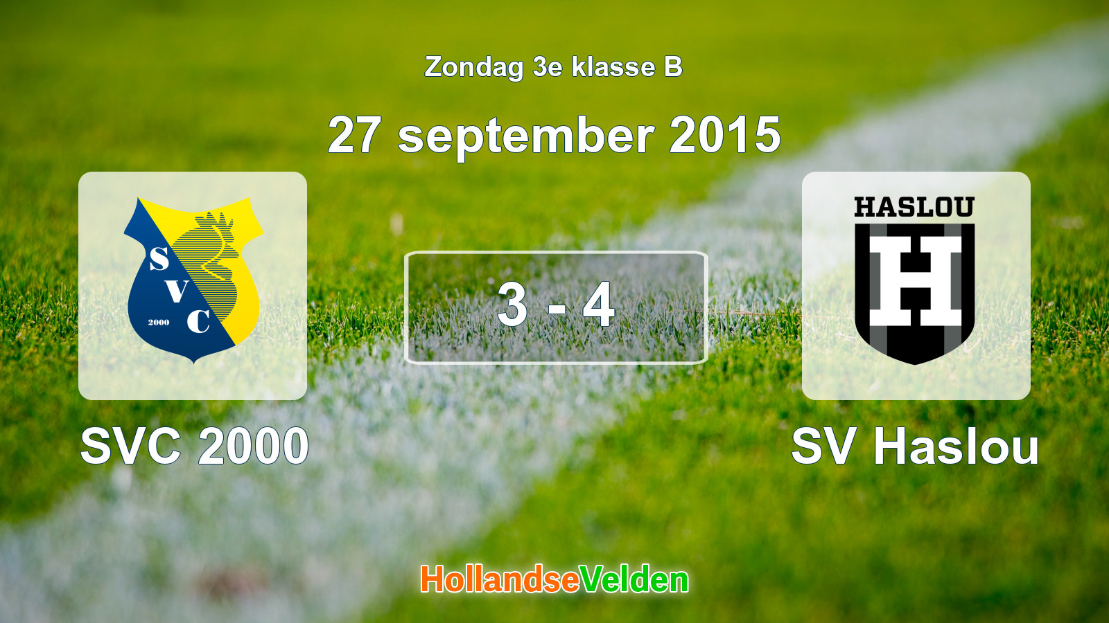 Gespeelde wedstrijd: SVC 2000 - SV Haslou 3 - 4 (27 september 2015)