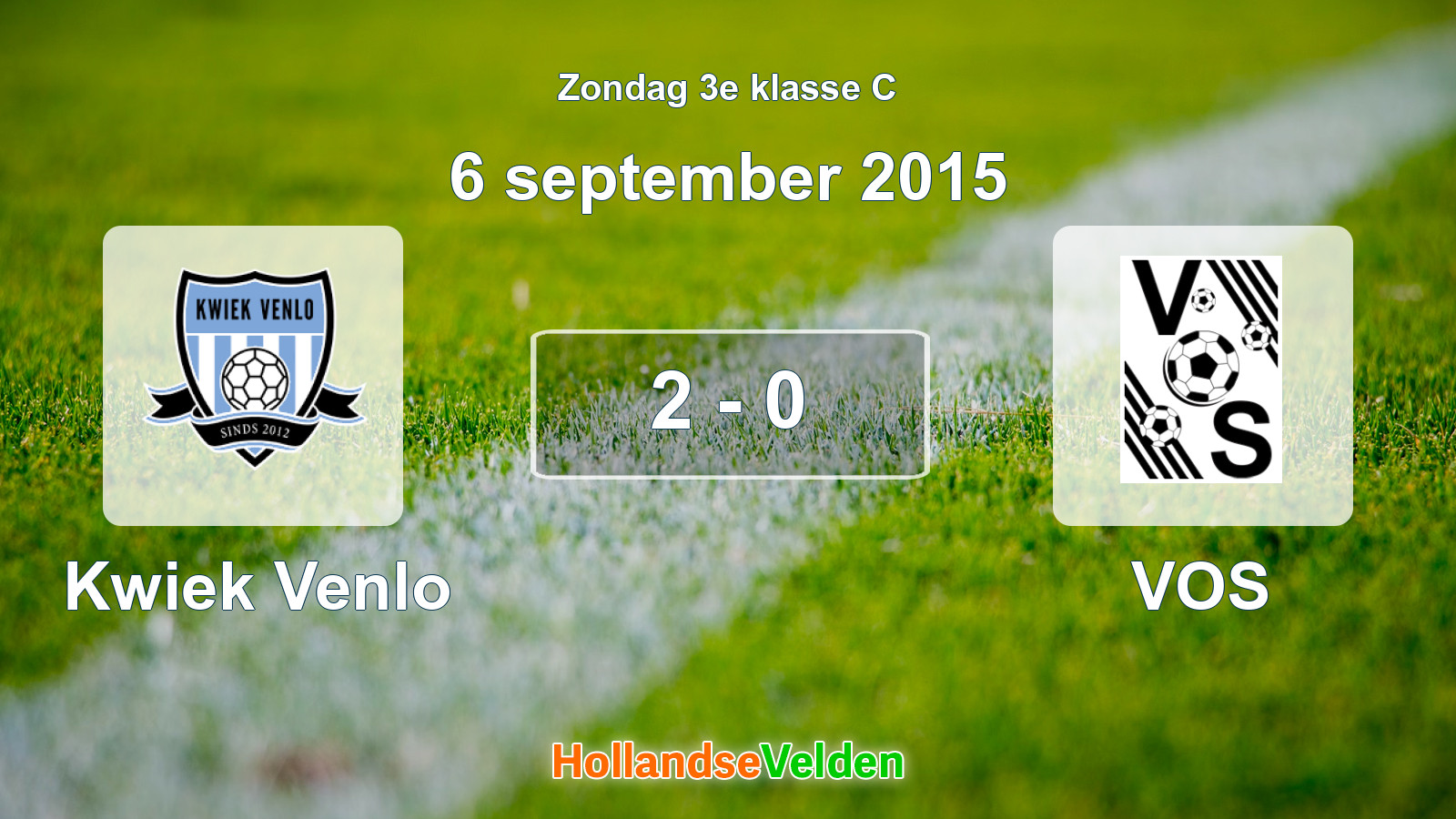 Gespeelde wedstrijd: Kwiek Venlo - VOS 2 - 0 (6 september 2015)